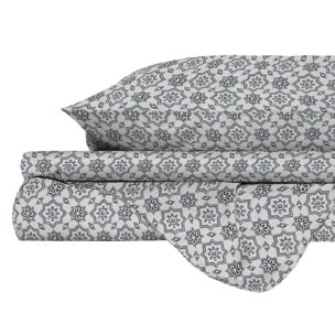 PARURE COPRIPIUMINO ATHENA, 100% Cotone, Made in Italy - DORA FUMO