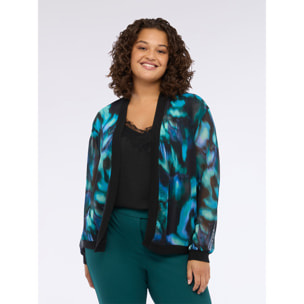 Fiorella Rubino - Chaqueta desestructurada de tul estampado - Petrol Blue