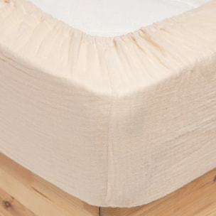 Drap housse "Flora" gaze de coton lin 140x190cm