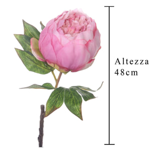 Peonia. Altezza 48 Cm - Pezzi 6 - 14,5X50X14,5cm - Colore: Rosa - Bianchi Dino - Fiori Artificiali