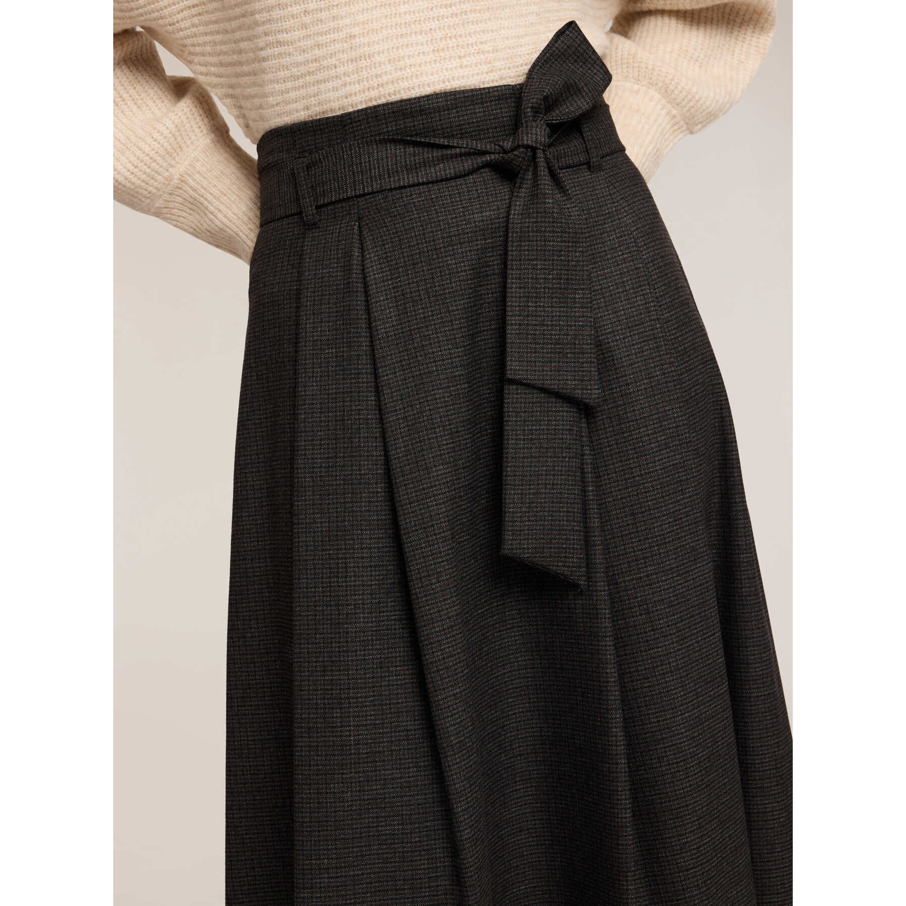 Motivi - Gonna in tinto filo con cintura - Grigio