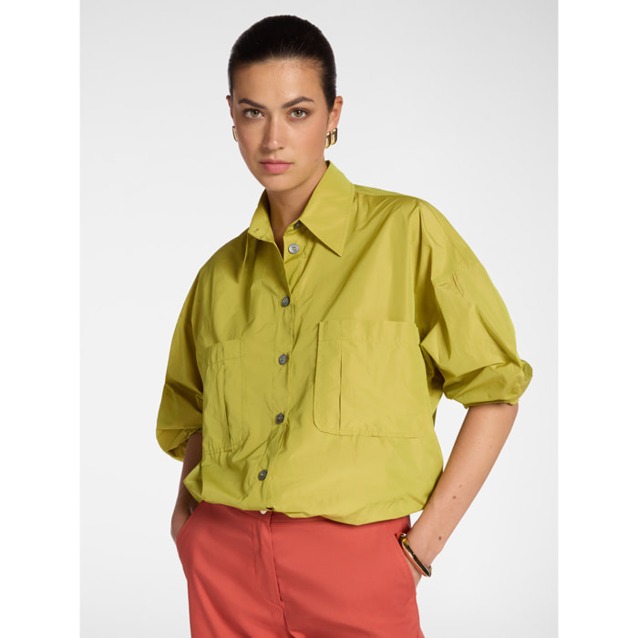 Elena Mirò - Camicia in taffetà con tasche - Verde chiaro
