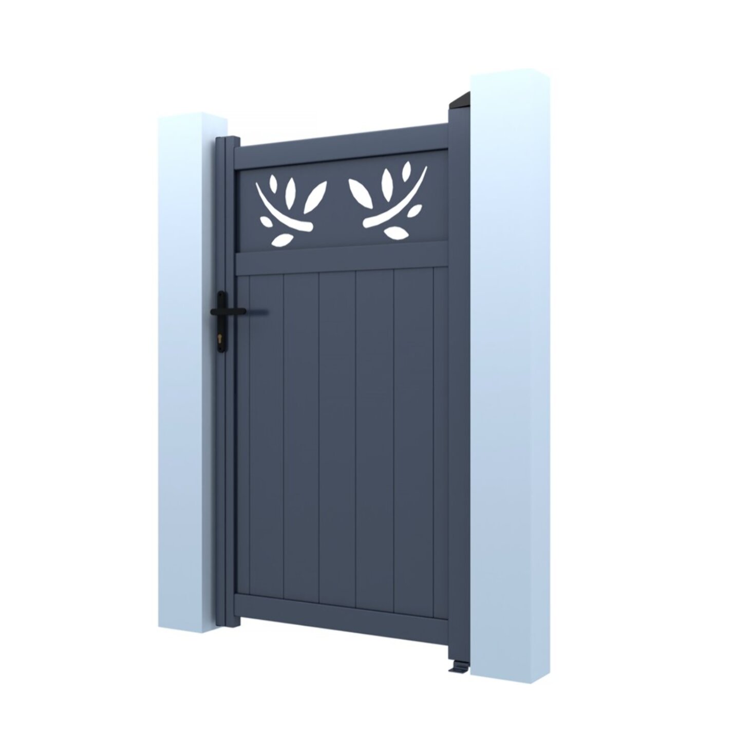 Portillon aluminium avec décor "Matheo" - 100 x 180 cm  - Gris