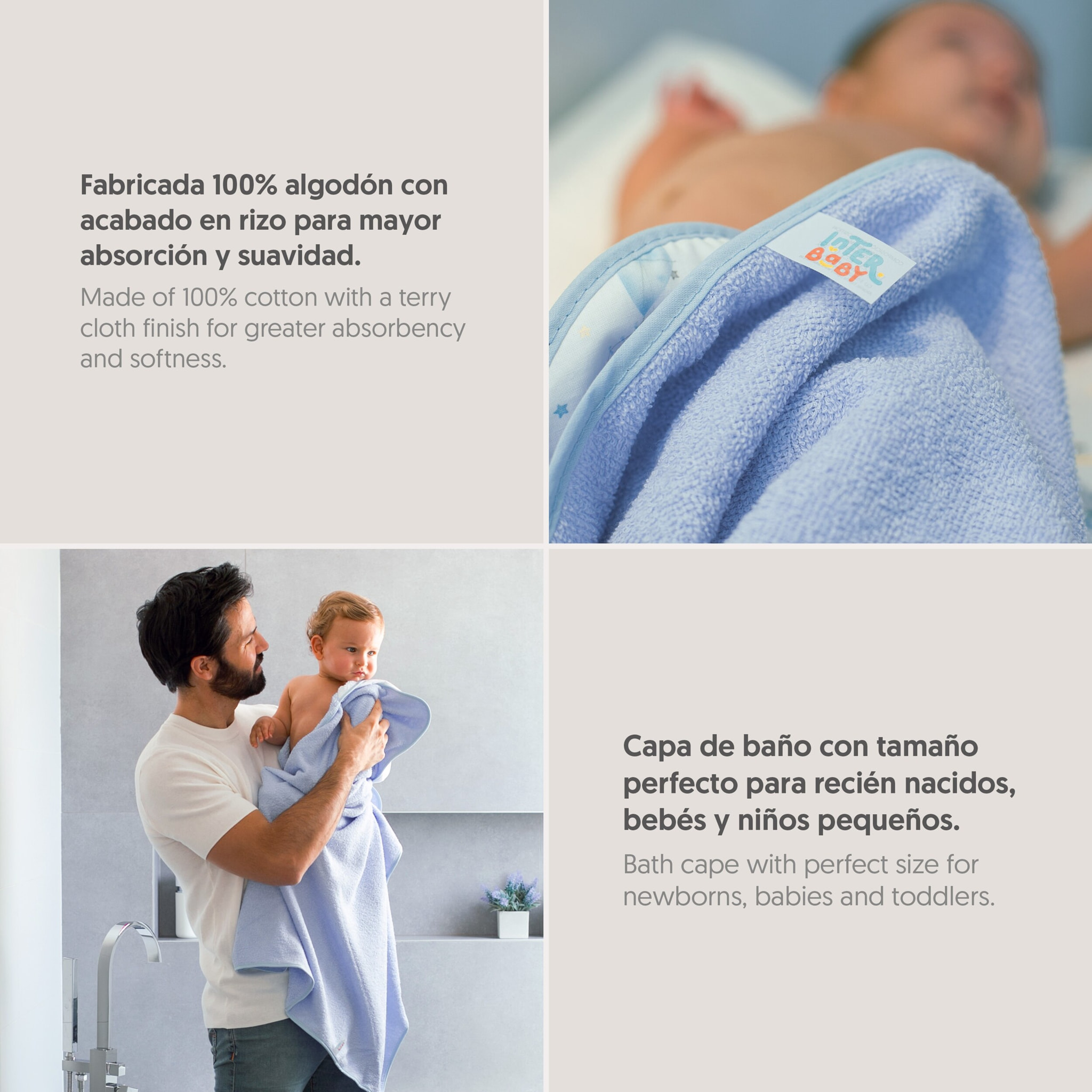 Capa Baño 1X1 Mod Oso Elefante Globos+Gorro Bco/Rosa