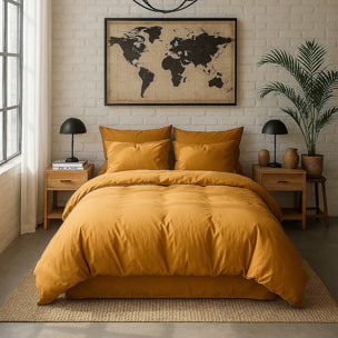 Housse De Couette 100% Percale De Coton Lavé Safran