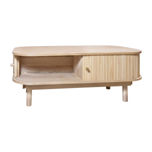 Table basse en bois clair avec portes coulissantes HECTOR