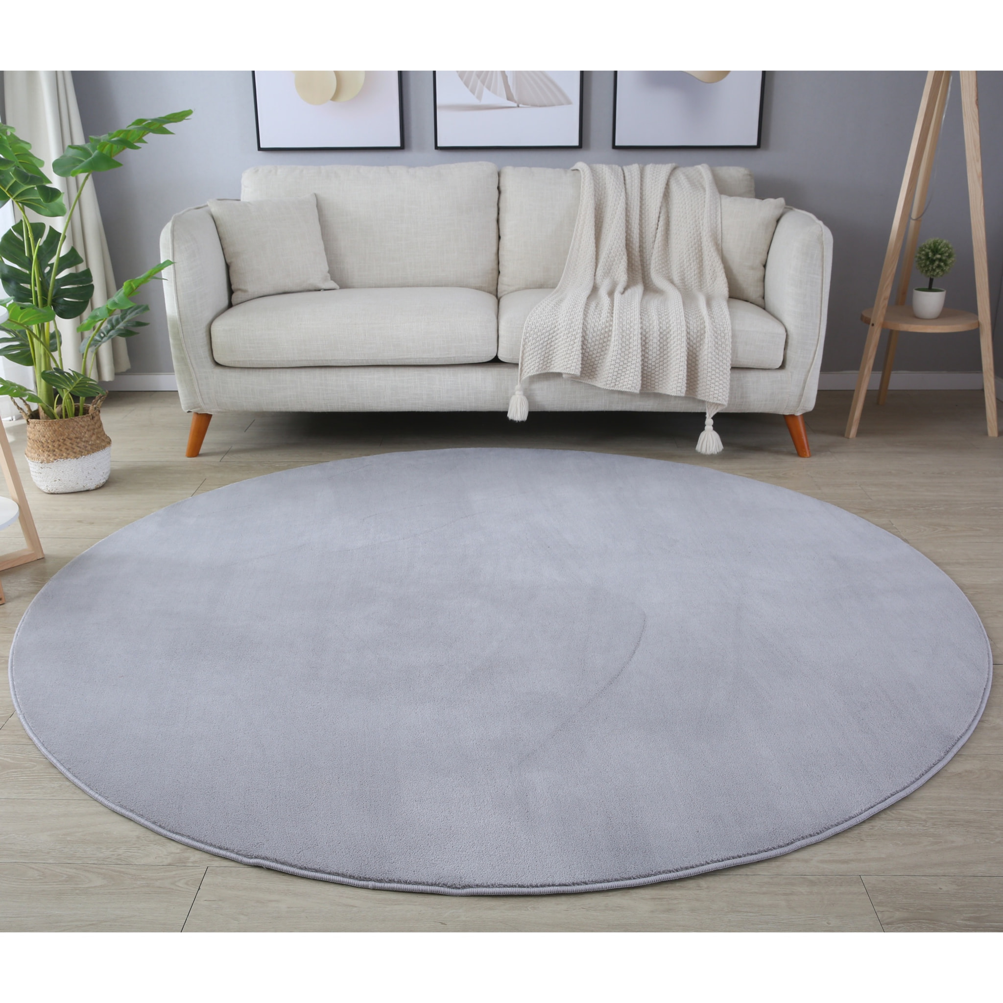 MOSCOU - Tapis rond uni Silver