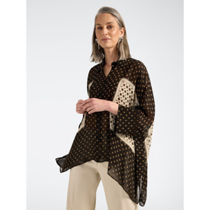 Elena Mirò - Camicia ampia in georgette stampata - Nero