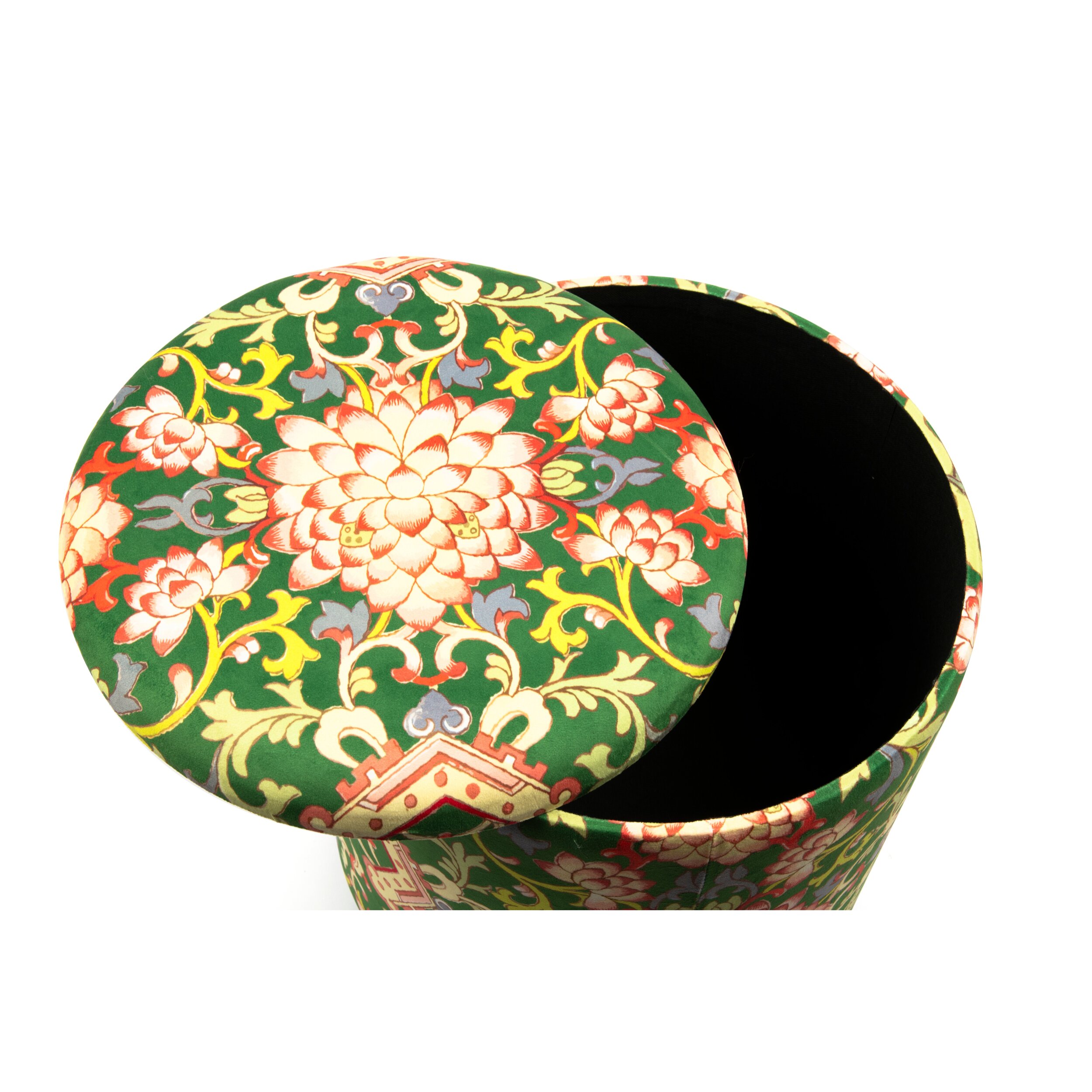 Pouf contenitore Excelsa La Via Della Seta velluto e legno 39x39x43 cm multicolore