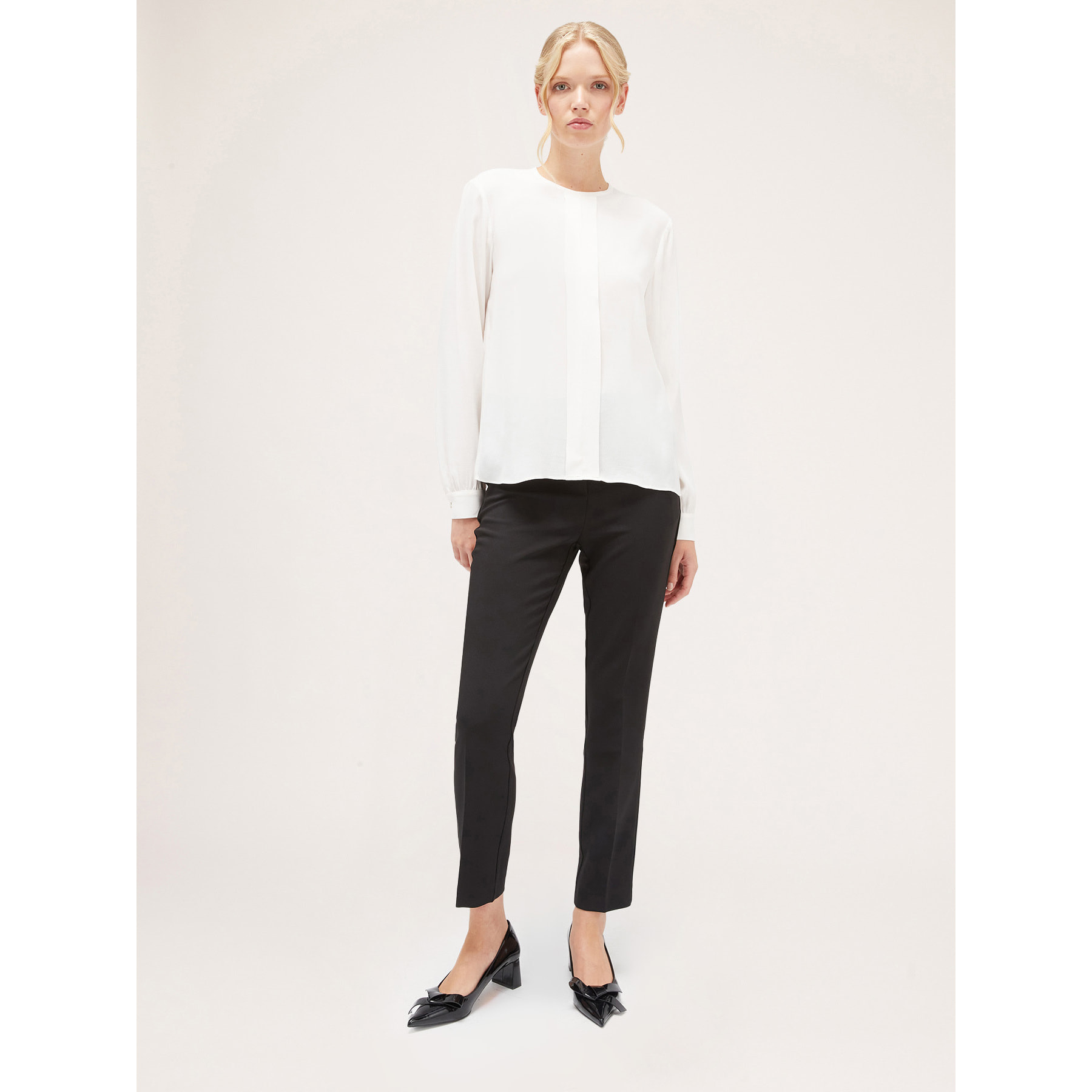 Motivi - Blusa fluida con pliegue - Blanco