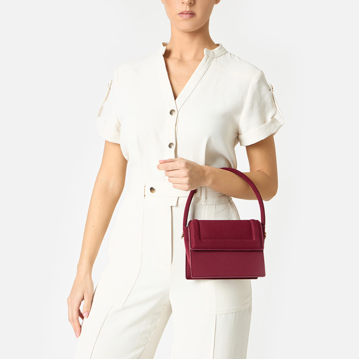 Mini bag donna bordeaux in tessuto