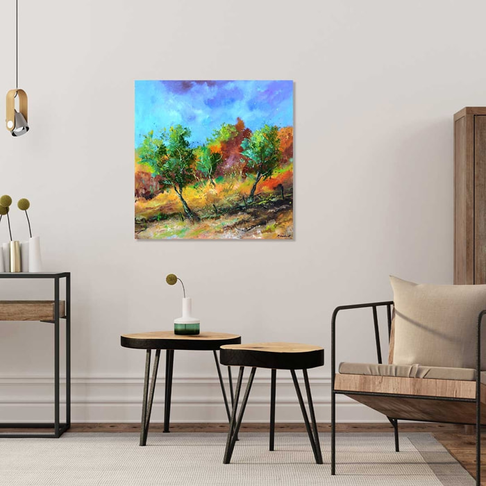 Tableau paysage trio vert Toile imprimée