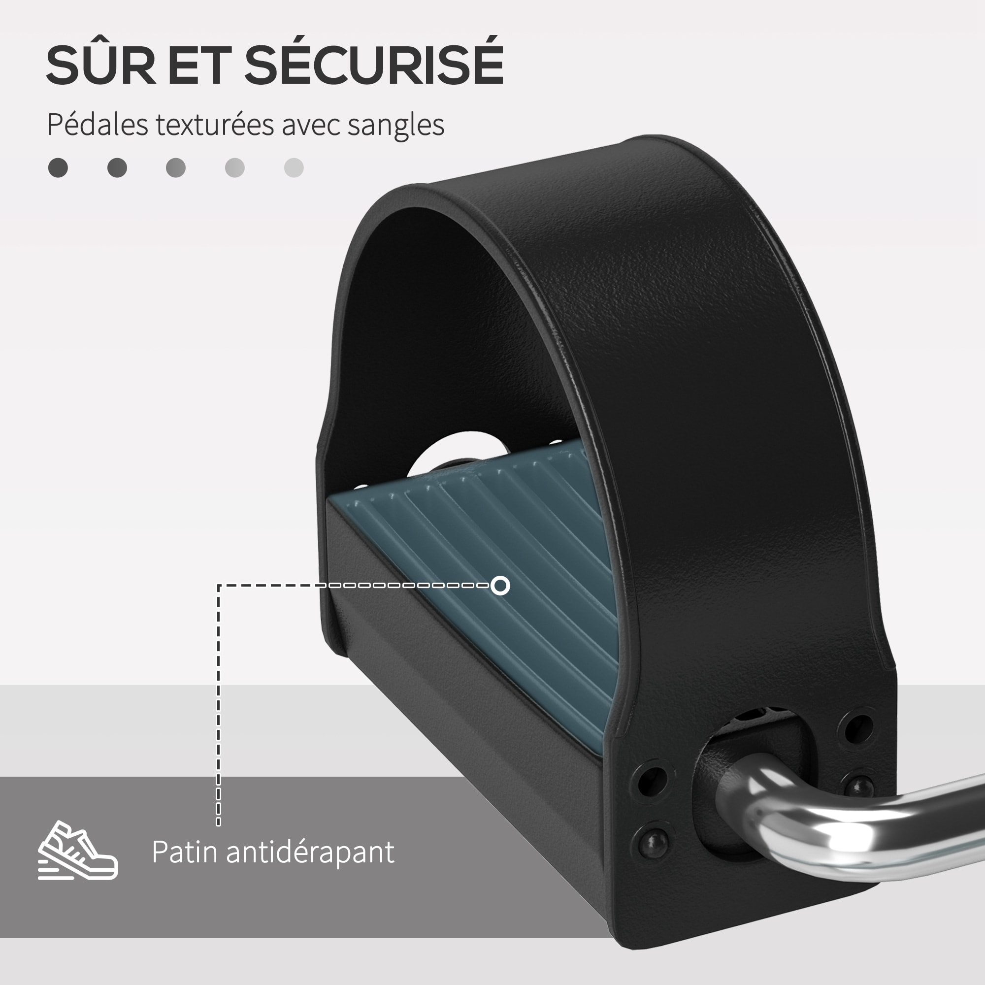 Mini vélo d'appartement résistance réglable acier gris PP noir