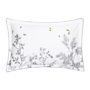 Taie d'oreiller imprimée en satin de coton bio, SAISON, Noir et blanc