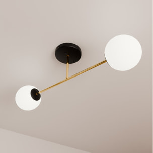 Lampada a sospensione MAGNUM in oro e vetro opalino