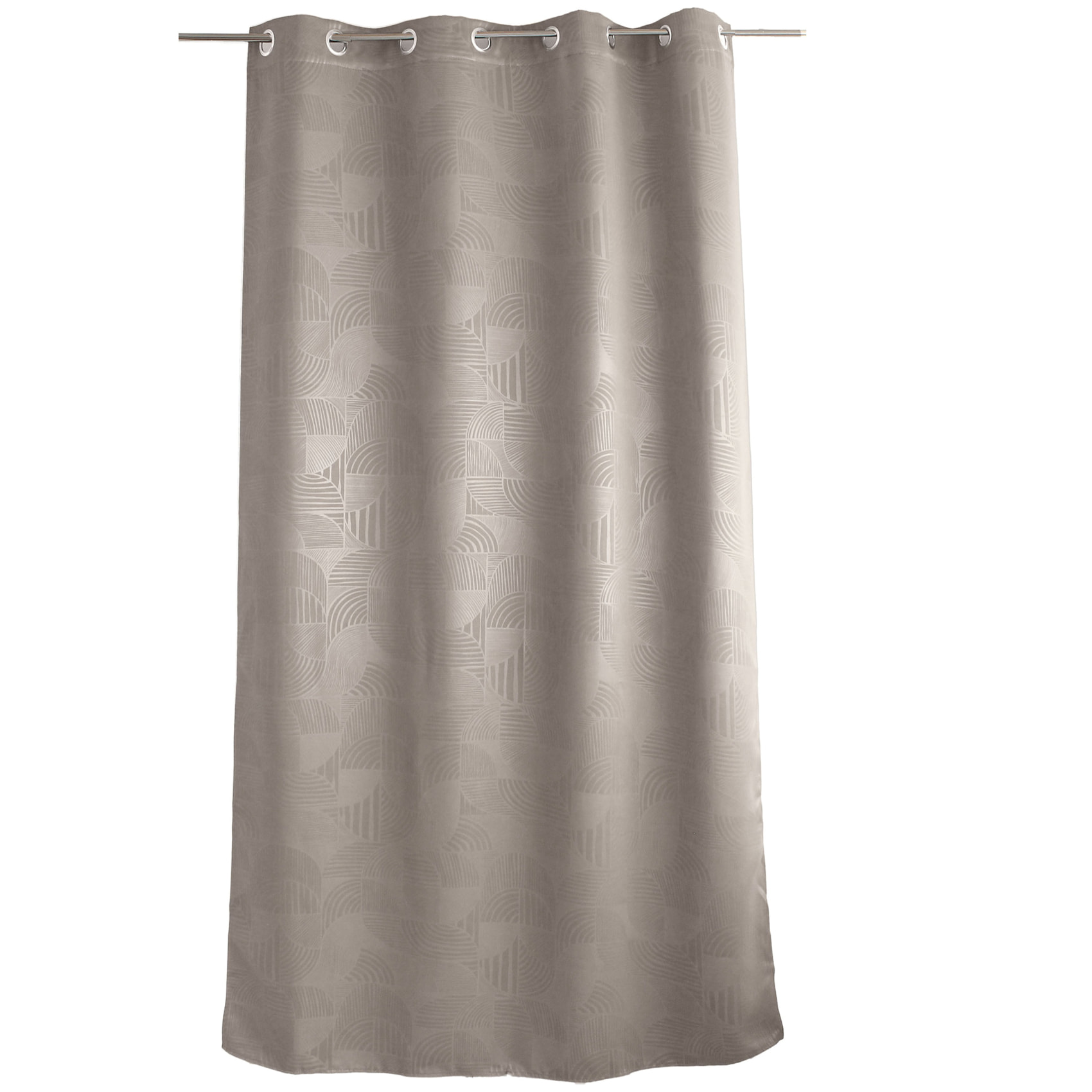 Rideau à oeillets occultant imprimé géométrique - Naturel