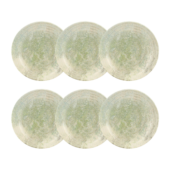 Lot de 6 assiettes creuses en porcelaine verte 21cm NATURA