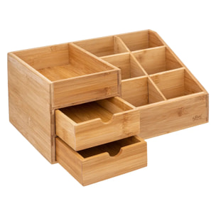 Organiseur 2 tiroirs/6 compartiments bambou