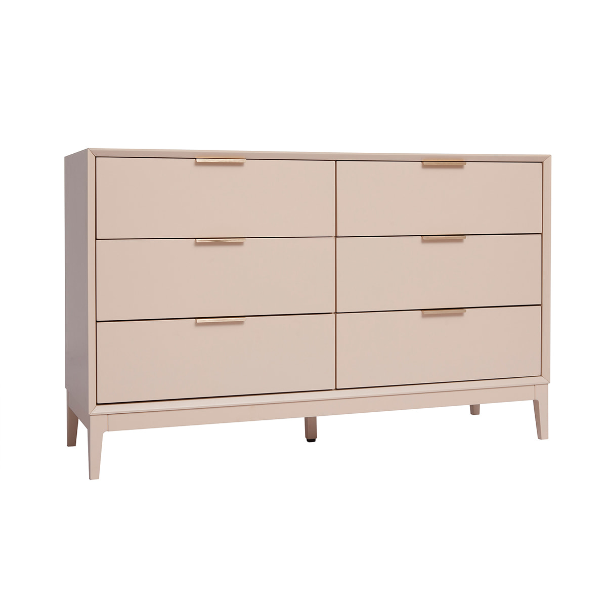 Commode rose poudré et métal doré 6 tiroirs L120 cm GIANA