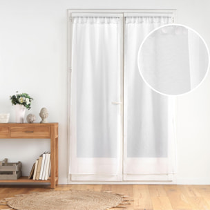 Paire de voilages passe-tringle en voile sablé avec finitions pompons - Blanc