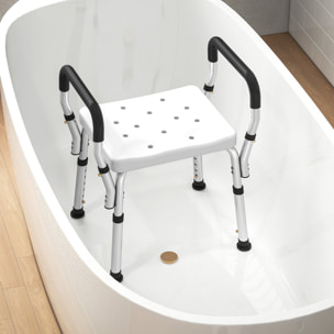 Chaise de douche hauteur réglable aluminium antirouille blanc
