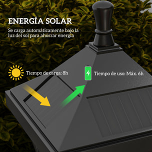 Farola Solar Luz Solar de Exterior con Panel Solar Encendido y Apagado Automático IP44 para Terraza Patio 15x15x127 cm Negro