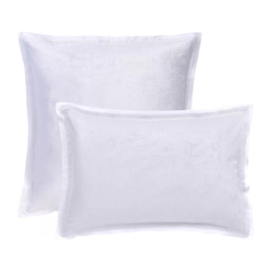 Taie d'oreiller satin de coton motif jacquard blanc Alexandria diamant