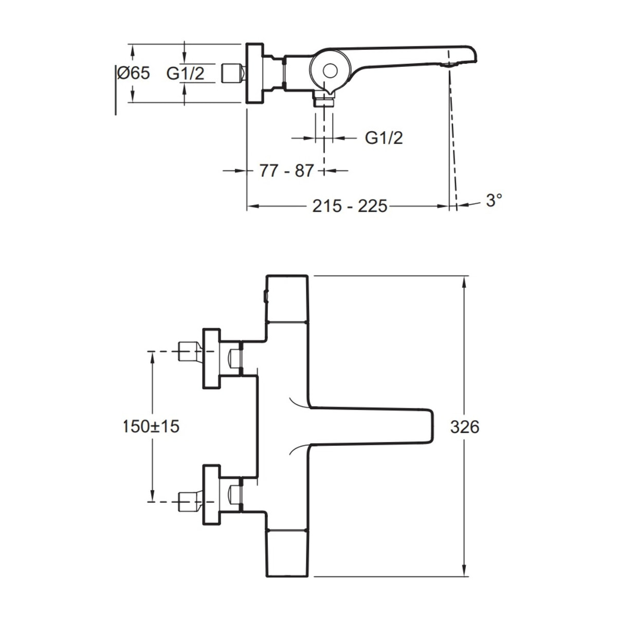 - Mitigeur thermostatique bain-douche mural