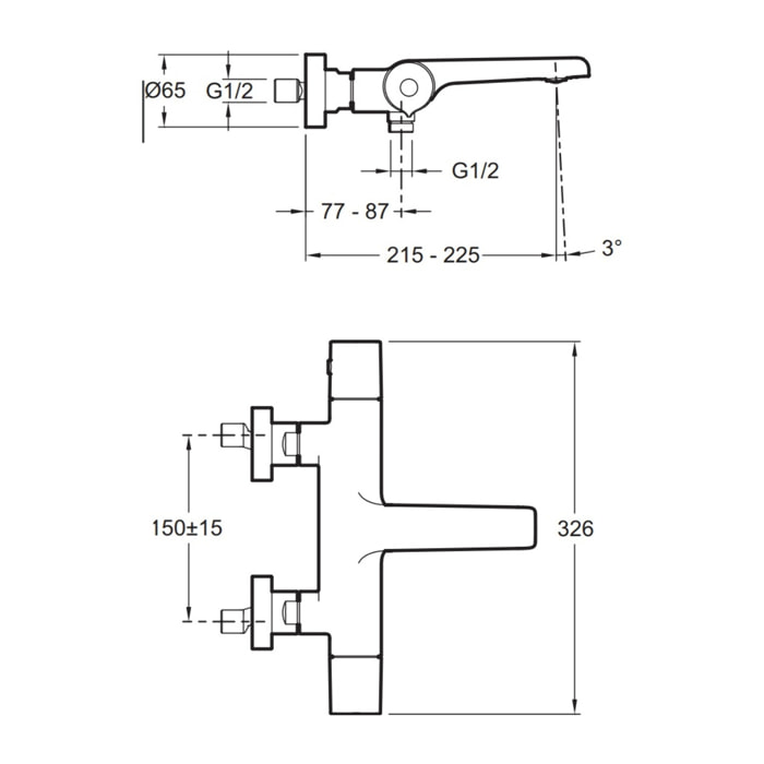 - Mitigeur thermostatique bain-douche mural