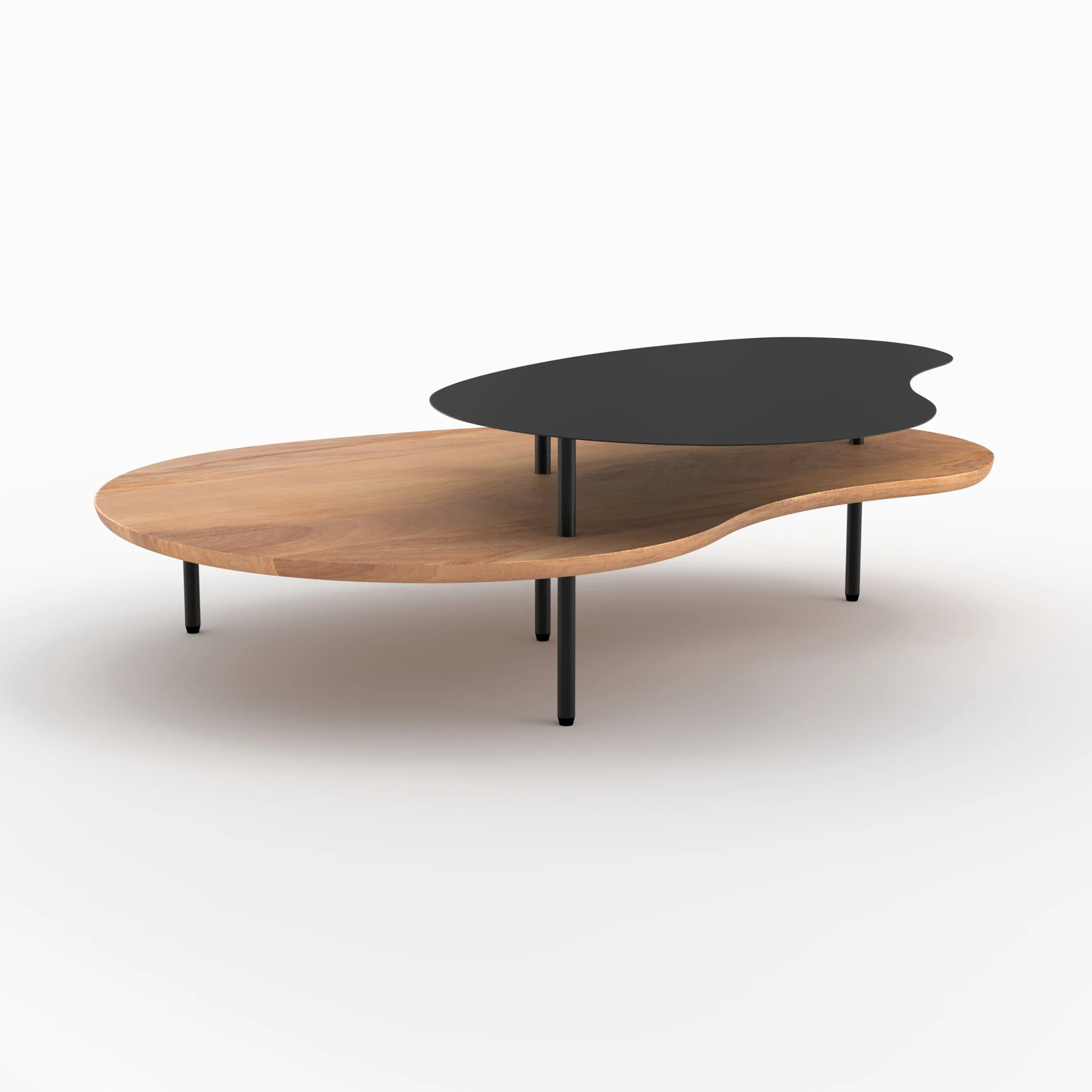 Tables gigognes en bois et metal noir (lot de 2) - Moji