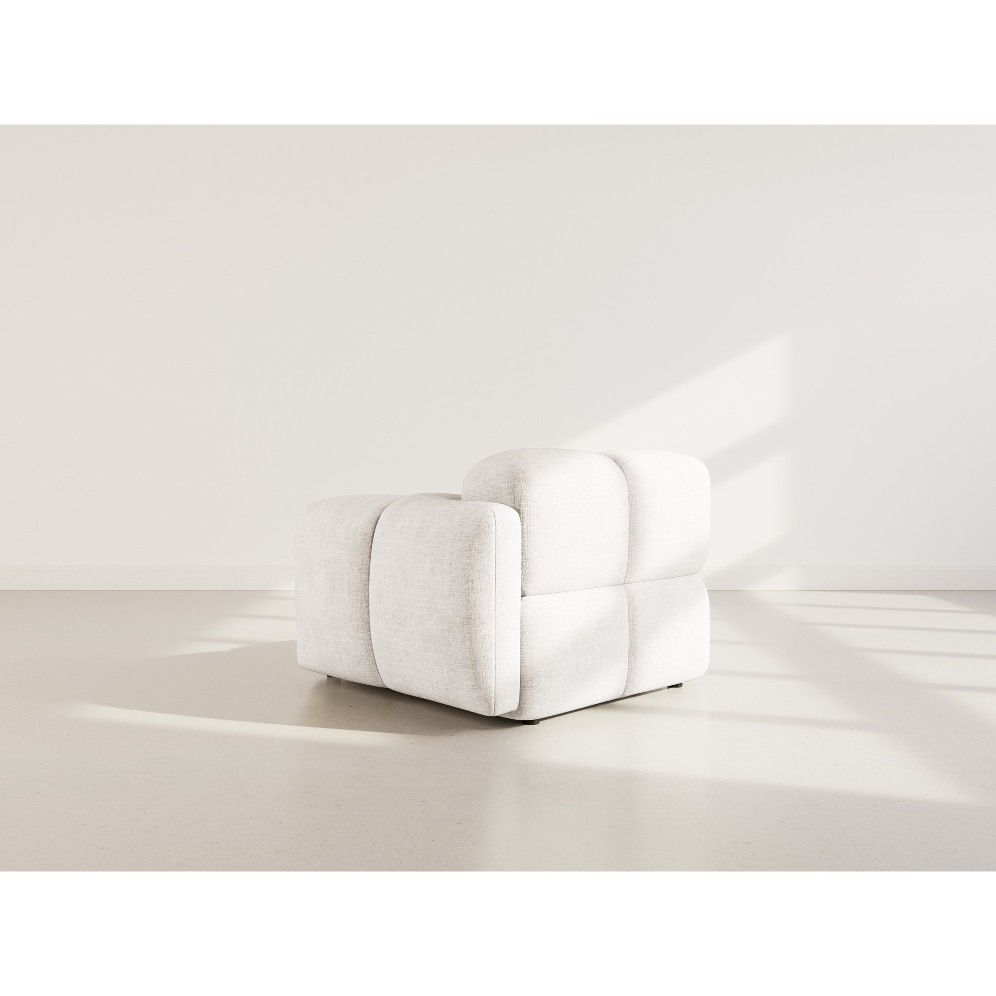 Grace - module d'assise droit en velours texturé - Beige