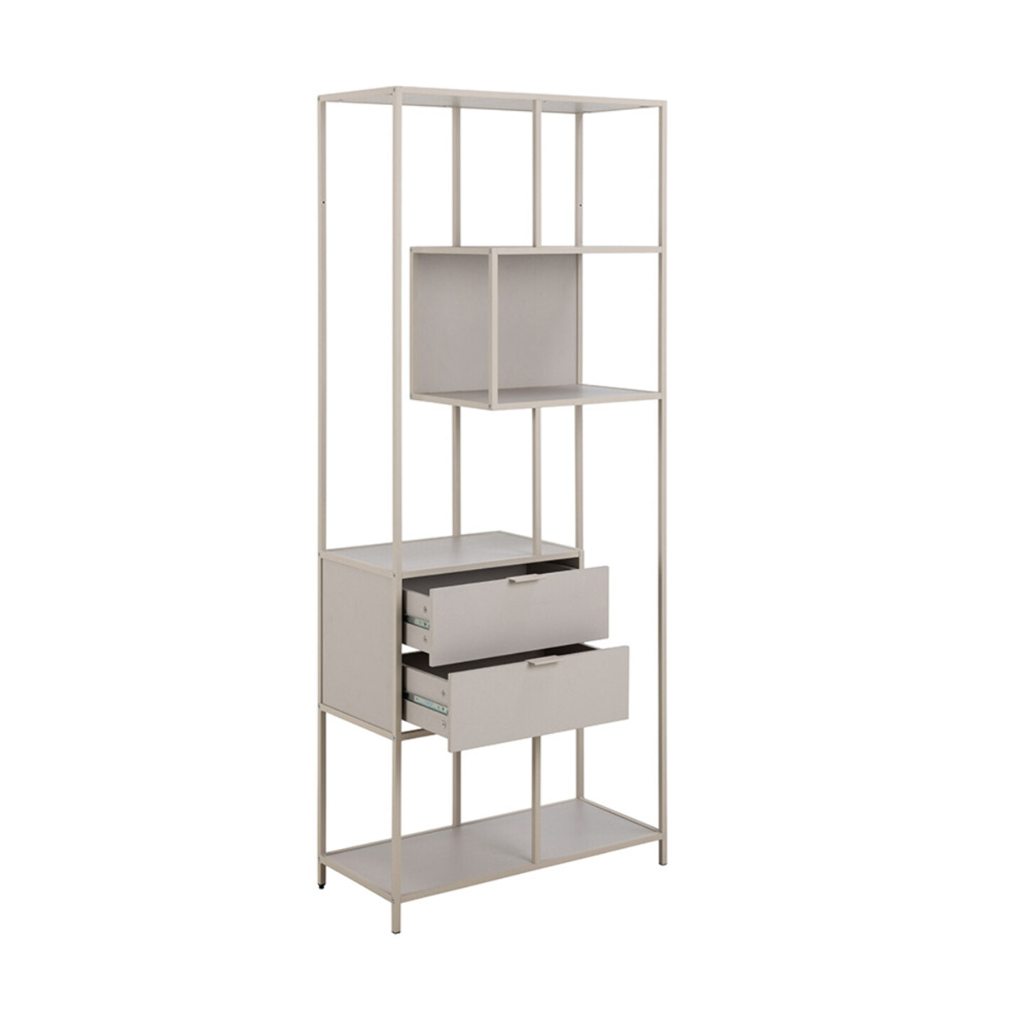 Anthea - étagère filaire métal avec plaquage en effet bois blanchi - avec tiroirs - 77 cm - gris - Gris
