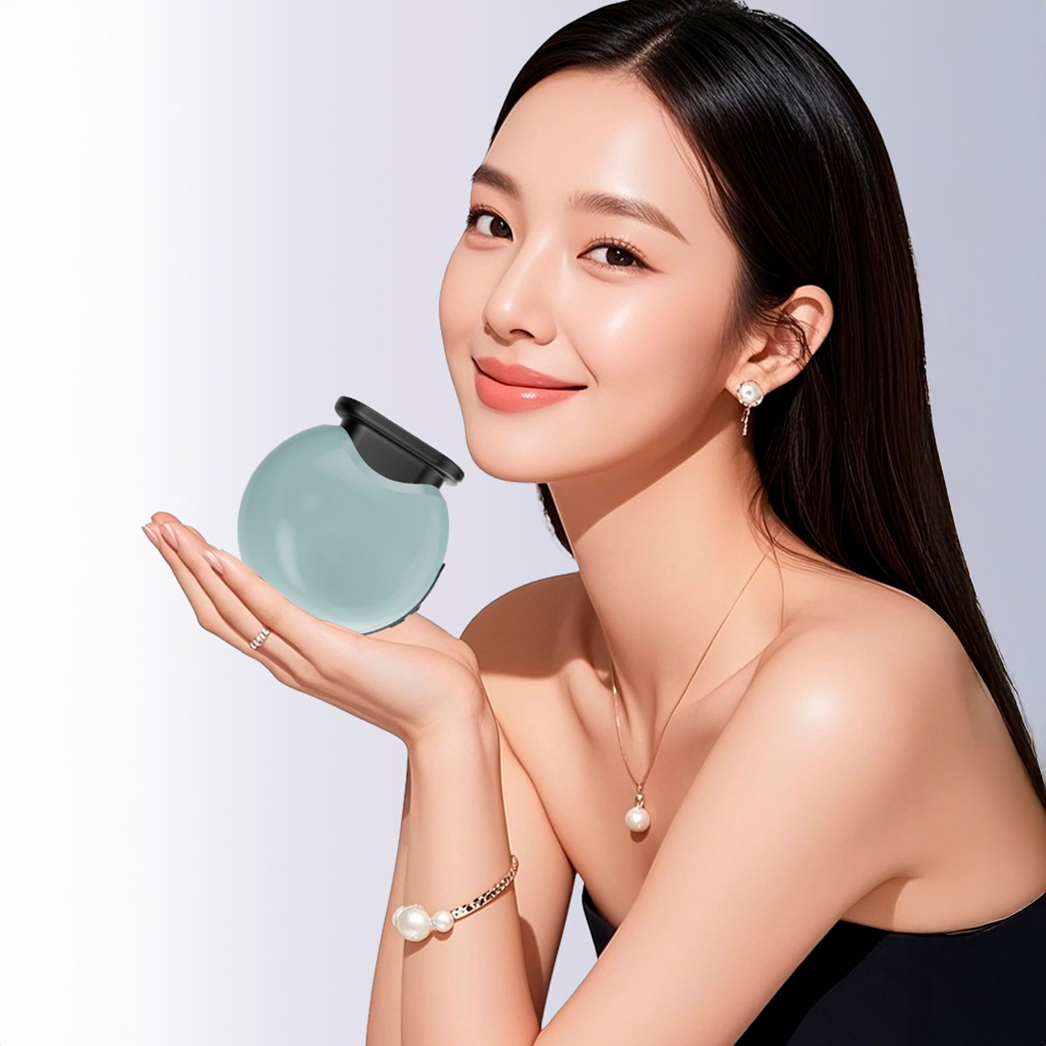 Dispositivo facial JM-115 con microcorrientes, luz LED roja y vibración para mejorar firmeza, contorno y absorción de tratamientos. Batería recargable y 4 modos de uso.