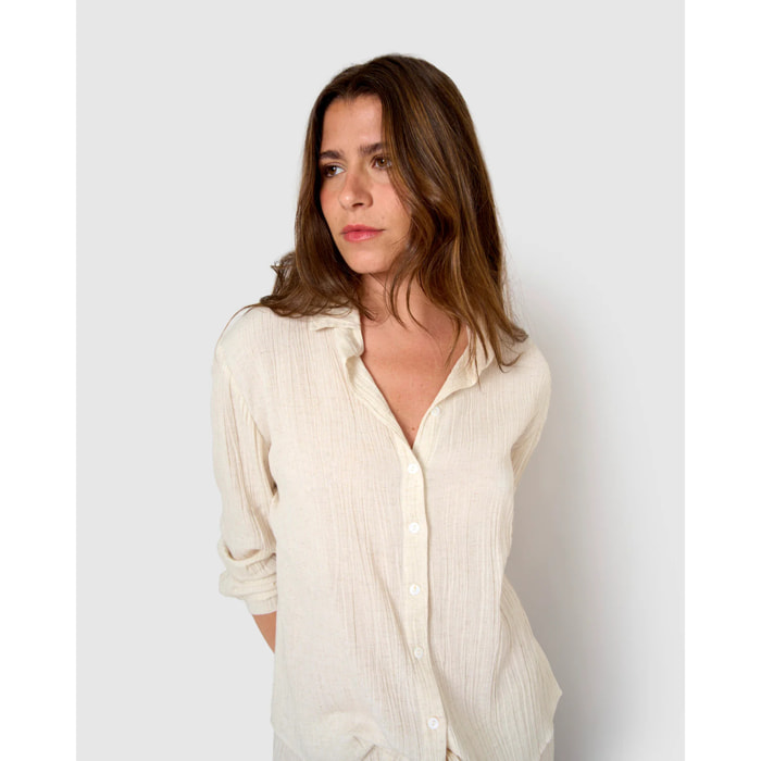 Camisa algodón lino natural
