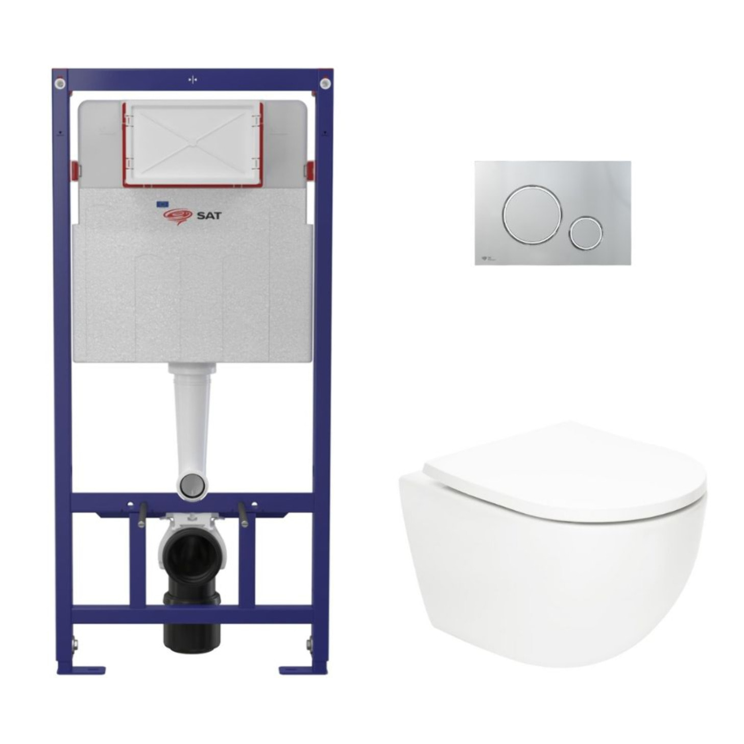 Pack WC bâti ECO 2L Swiss Aqua Technologies + WC suspendu Swiss Aqua Technologies + plaque chrome (STESTFUWT05-FR)