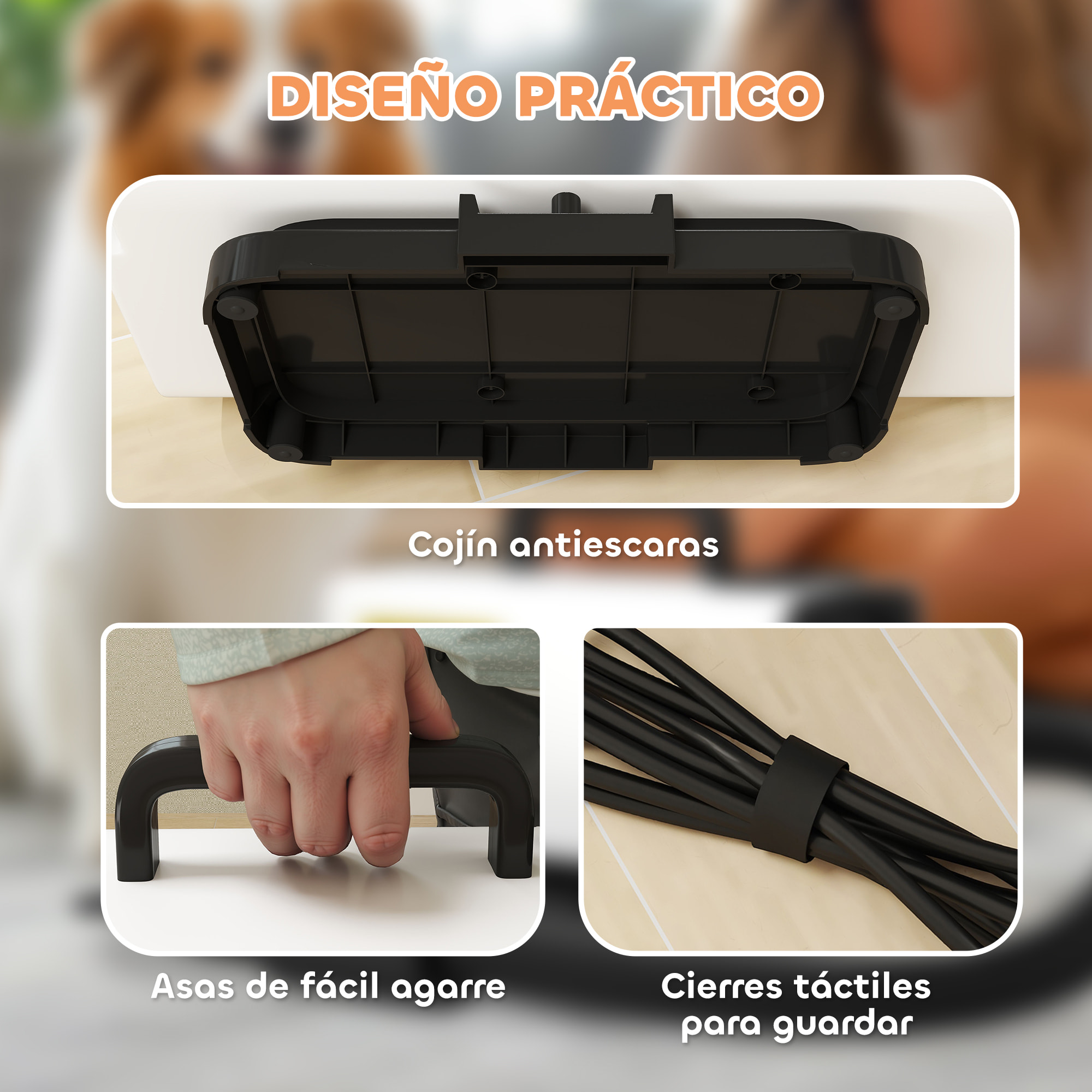 Secador de Perros Secador de Pelo para Perros 2200 W Velocidad y Temperatura Ajustables 3 Boquillas Pantalla Digital para Aseo Ducharse Secarse Blanco