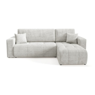 AURORE - Canapé d'angle droit 3 places en tissu texturé gris