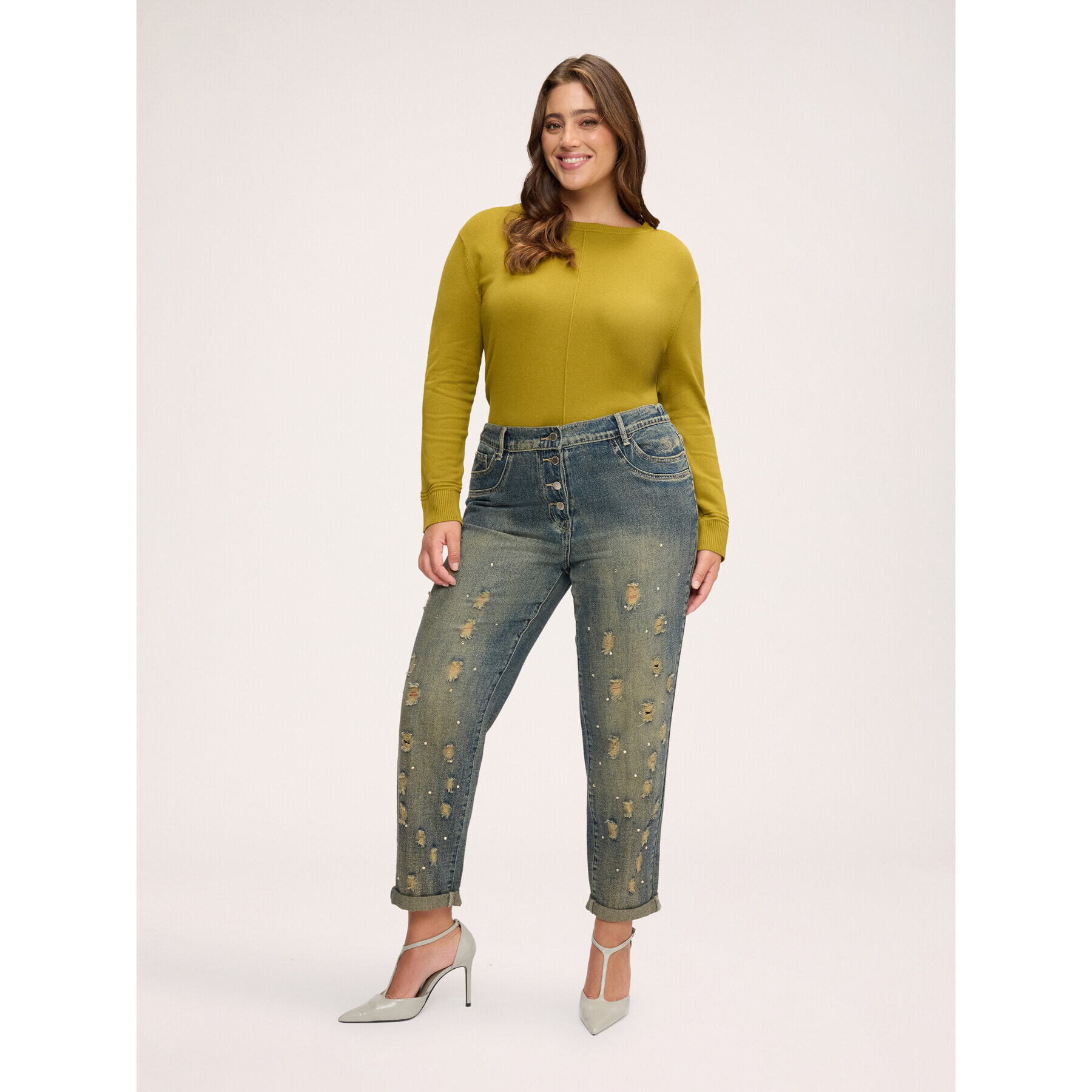 Fiorella Rubino - Jeans Barrel effetto stone washed - Blu