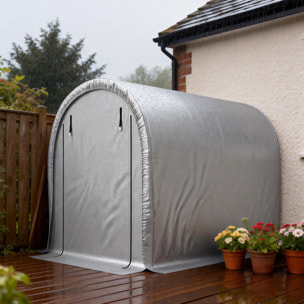 Abri de jardin - tente de stockage - acier galvanisé PE gris clair