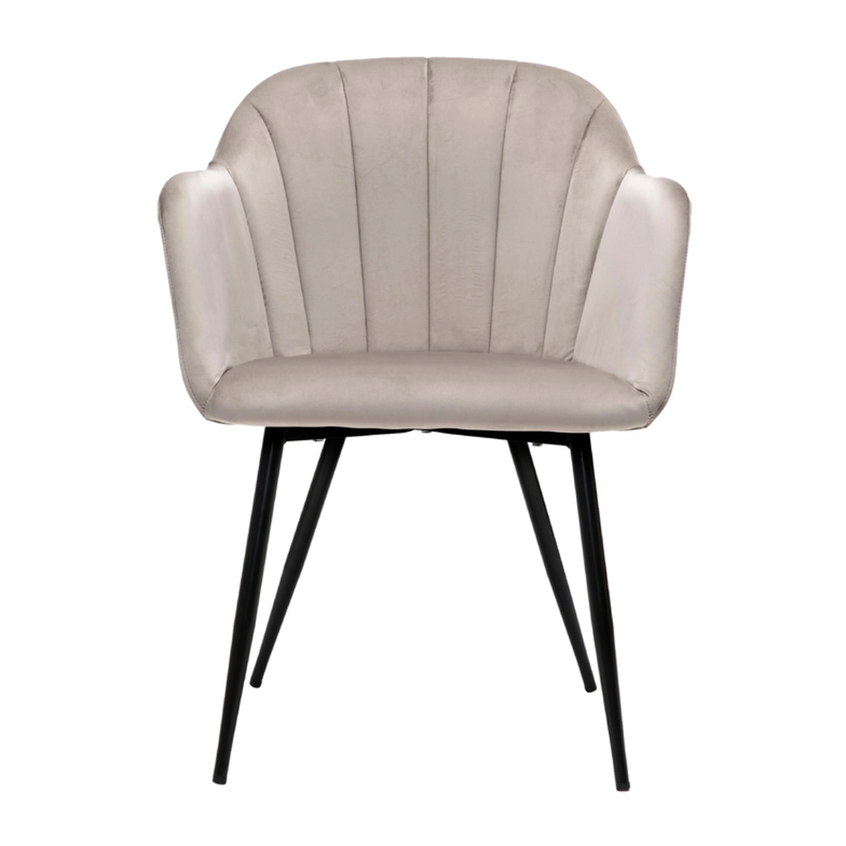 Chaise design en tissu velours taupe et métal noir MILLY