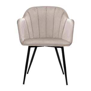 Chaise design en tissu velours taupe et métal noir MILLY