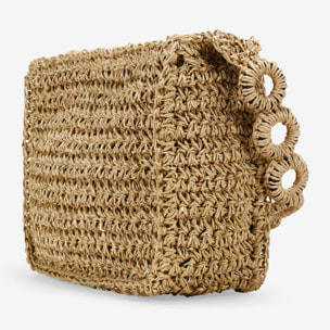 Bolso de hombro marrón claro en rafia