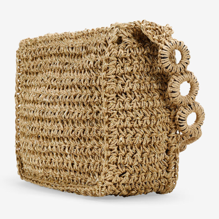 Bolso de hombro marrón claro en rafia