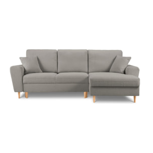 Canapé d'angle droit convertible avec coffre de rangement "Kyoto" 4 places en bouclé gris