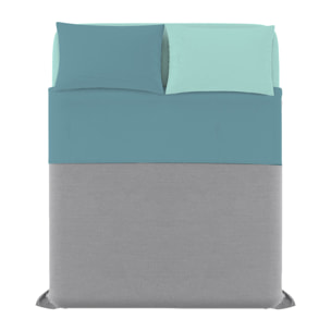 COMPLETO LETTO NATURAL COLOUR MADE IN ITALY COTONE-OTTANIO/VERDE ACQUA MATRIMONIALE