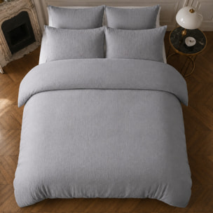 Parure housse de couette 100% gaze de coton unie gris charbon, RELAX