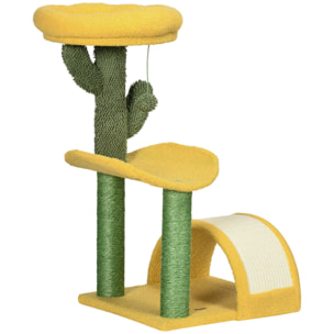 Árbol Rascador para Gatos con Cama Poste de Sisal Rascadora Curva 40x35x72 cm