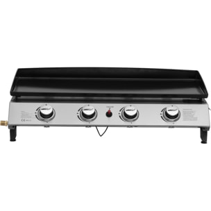 Plancha à gaz avec 4 brûleurs en métal "Jolly" - 10 Kw - Gris