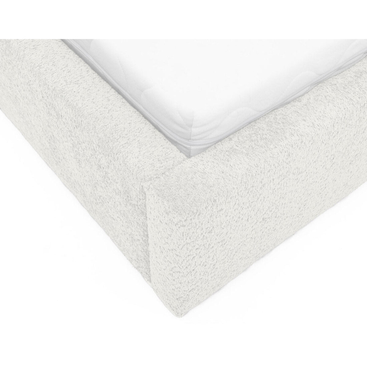 Orane - lit coffre - 160x200 cm - en tissu bouclette - Blanc