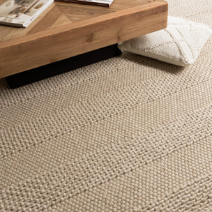 QUENTIN - Tapis rectangulaire 200x290cm en laine tissée couleur lin